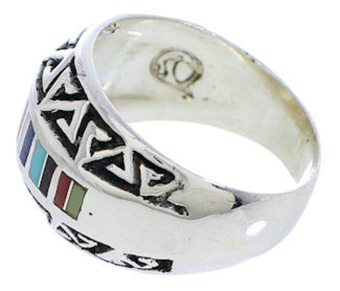 Southwest Multicolor Authentic Sterling Silver Ring Size 7-1/4 WX36205